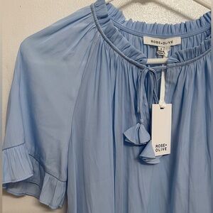 Brand New Rose + Olive Light Blue Blouse
